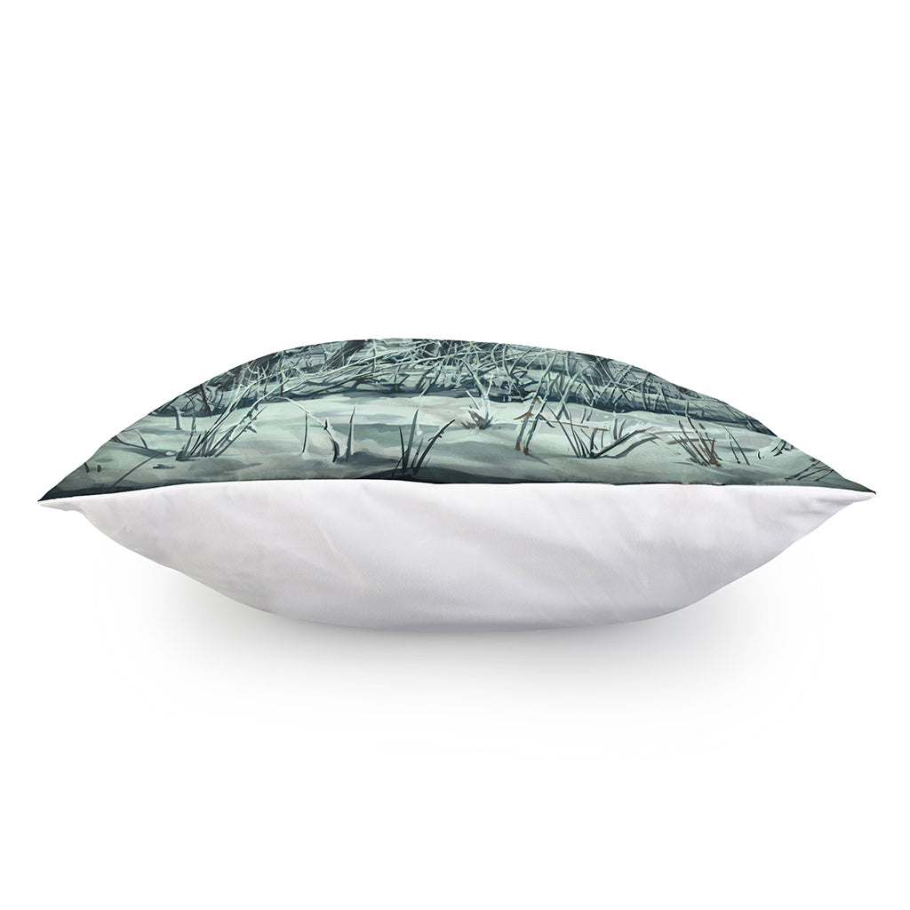 Howling Snowy Wolf Painting Print Pillow Cover
