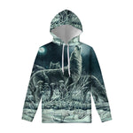 Howling Snowy Wolf Painting Print Pullover Hoodie