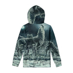 Howling Snowy Wolf Painting Print Pullover Hoodie