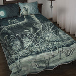 Howling Snowy Wolf Painting Print Quilt Bed Set