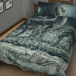 Howling Snowy Wolf Painting Print Quilt Bed Set