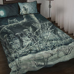 Howling Snowy Wolf Painting Print Quilt Bed Set