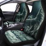 Howling Snowy Wolf Painting Print Universal Fit Car Seat Covers