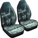 Howling Snowy Wolf Painting Print Universal Fit Car Seat Covers
