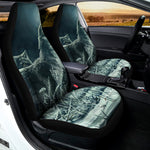 Howling Snowy Wolf Painting Print Universal Fit Car Seat Covers