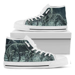 Howling Snowy Wolf Painting Print White High Top Shoes
