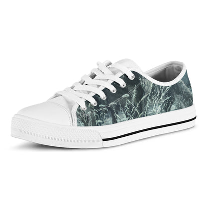 Howling Snowy Wolf Painting Print White Low Top Shoes