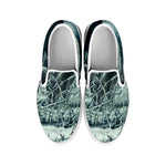 Howling Snowy Wolf Painting Print White Slip On Shoes