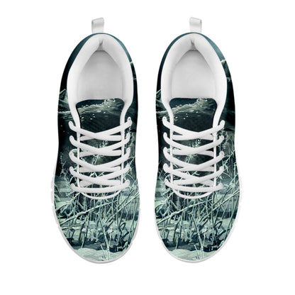 Howling Snowy Wolf Painting Print White Sneakers