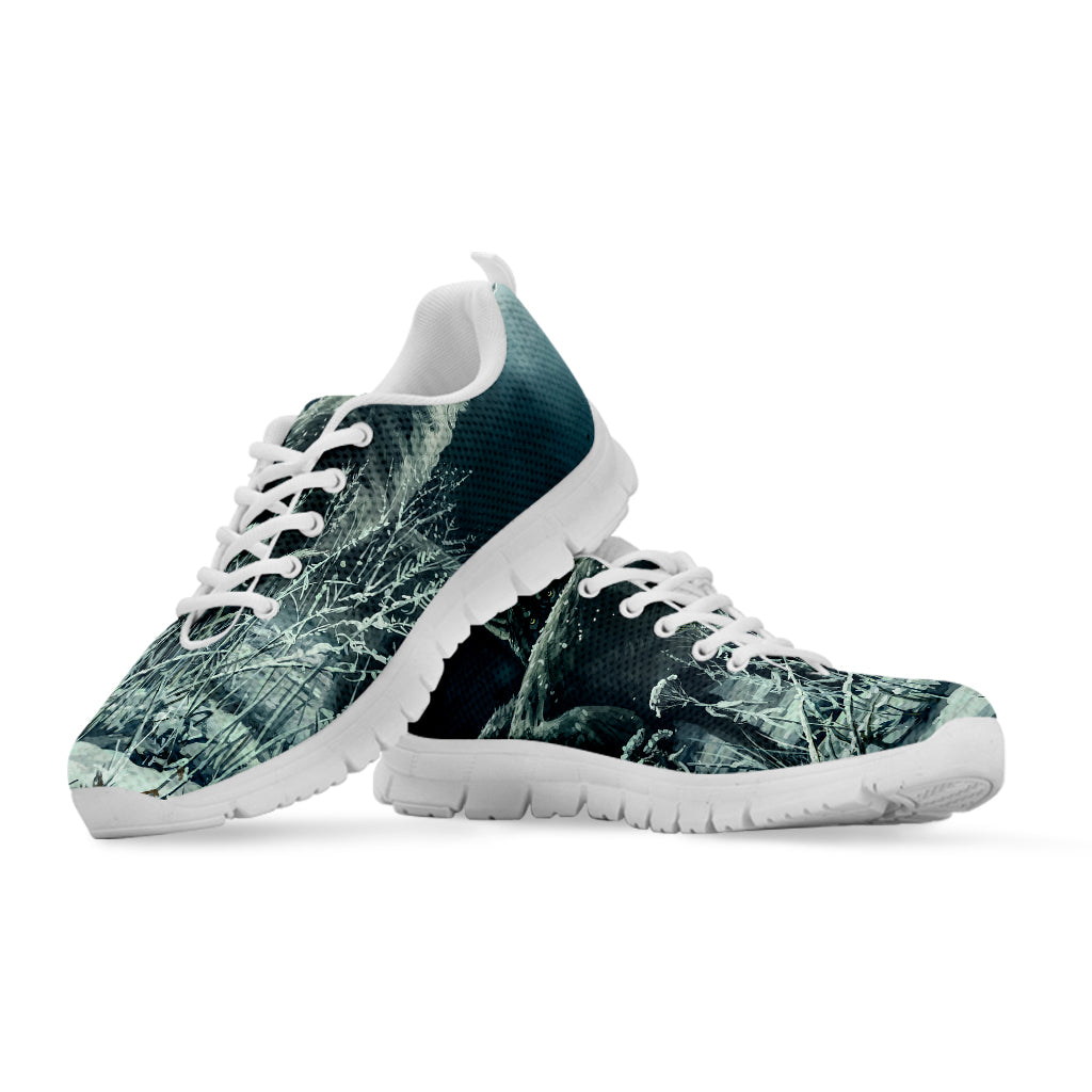Howling Snowy Wolf Painting Print White Sneakers