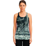 Howling Snowy Wolf Painting Print Women's Racerback Tank Top