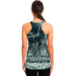 Howling Snowy Wolf Painting Print Women's Racerback Tank Top