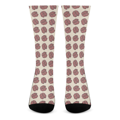 Human Brain Pattern Print Crew Socks