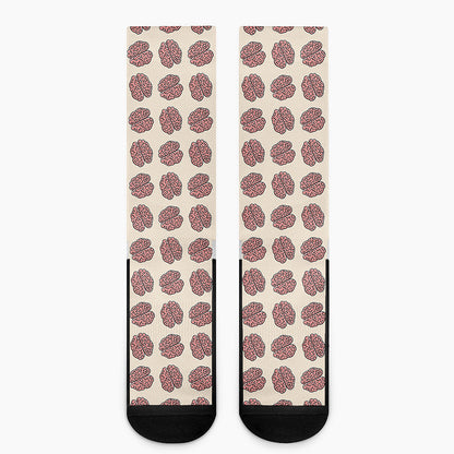 Human Brain Pattern Print Crew Socks