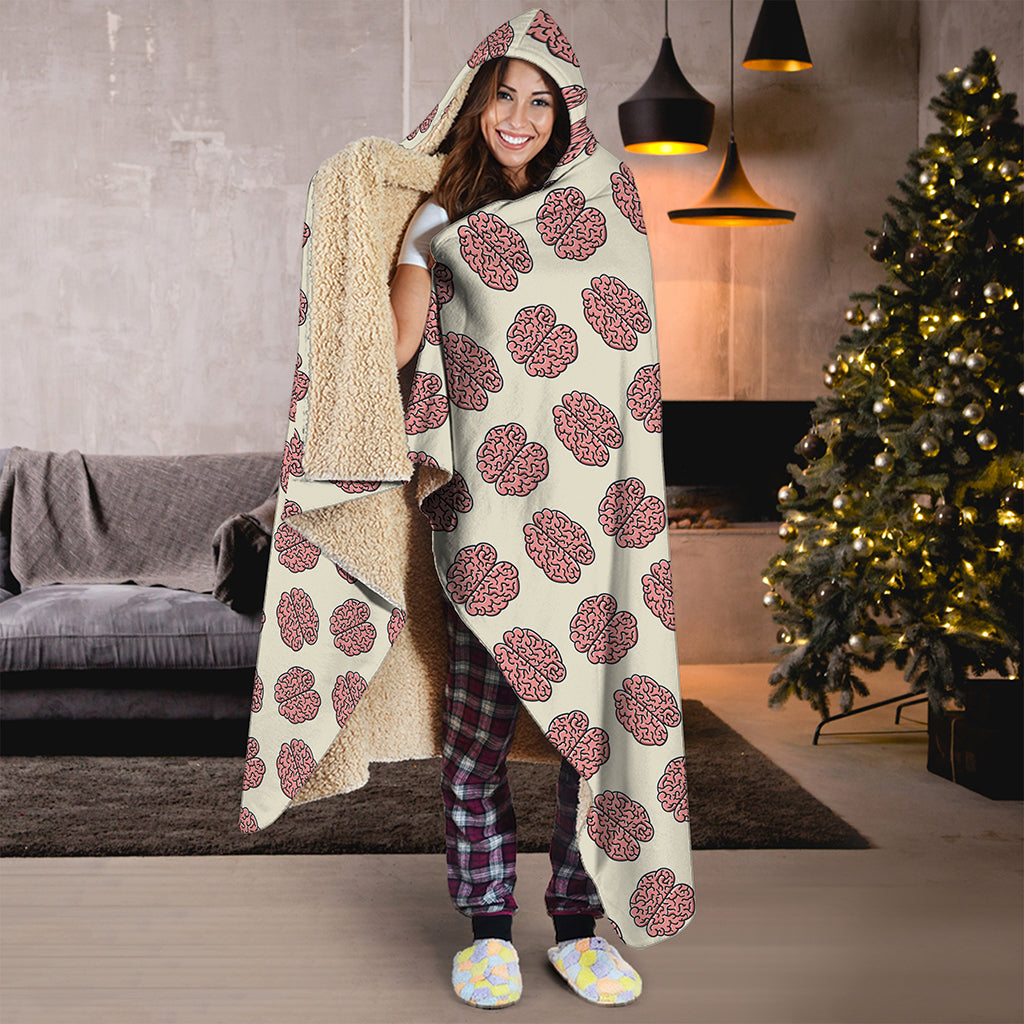 Human Brain Pattern Print Hooded Blanket