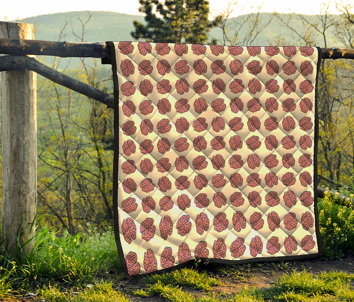 Human Brain Pattern Print Quilt