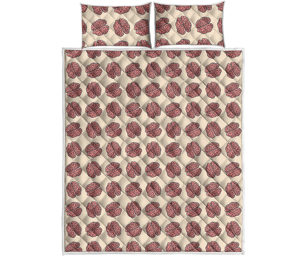 Human Brain Pattern Print Quilt Bed Set