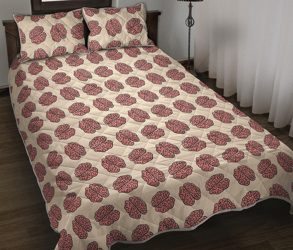 Human Brain Pattern Print Quilt Bed Set