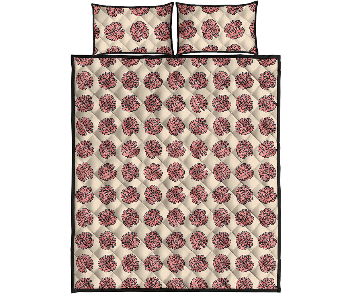 Human Brain Pattern Print Quilt Bed Set