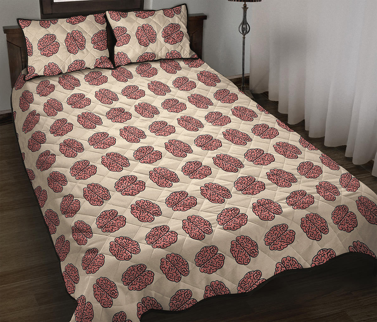 Human Brain Pattern Print Quilt Bed Set