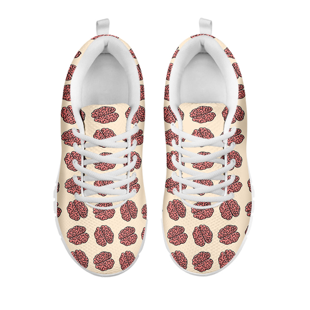 Human Brain Pattern Print White Sneakers