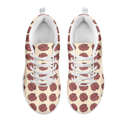 Human Brain Pattern Print White Sneakers