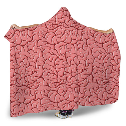 Human Brain Print Hooded Blanket