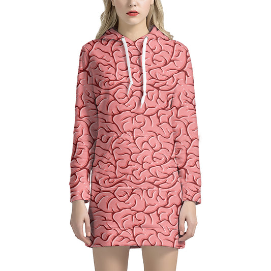 Human Brain Print Hoodie Dress