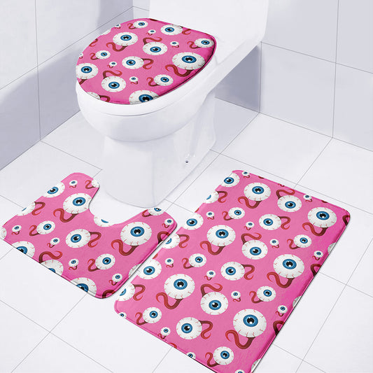 Human Eyeball Pattern Print 3 Piece Bath Mat Set