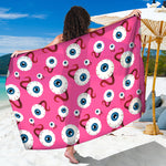 Human Eyeball Pattern Print Beach Sarong Wrap