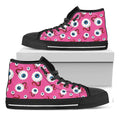 Human Eyeball Pattern Print Black High Top Sneakers
