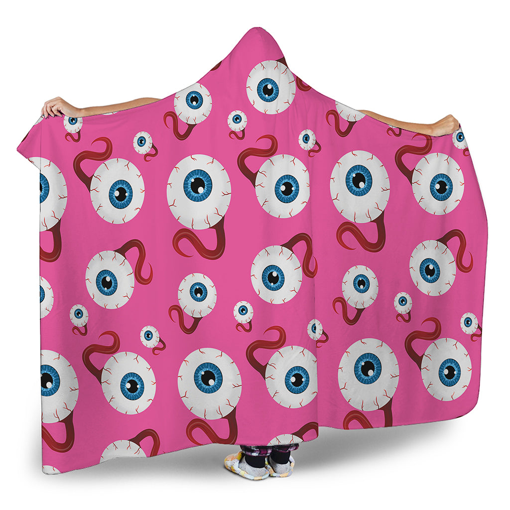 Human Eyeball Pattern Print Hooded Blanket