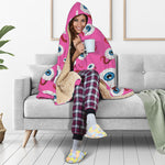 Human Eyeball Pattern Print Hooded Blanket