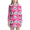 Human Eyeball Pattern Print Pullover Hoodie Dress