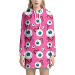 Human Eyeball Pattern Print Hoodie Dress