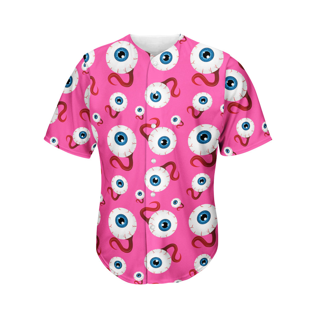 Human Eyeball Pattern Print Men's Baseball Jersey