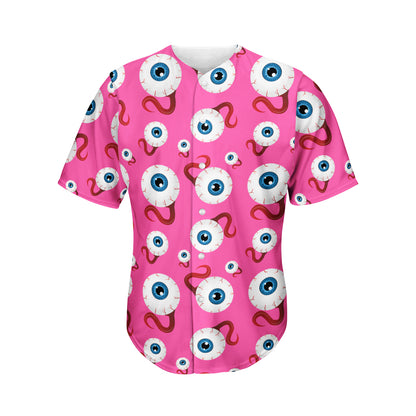 Human Eyeball Pattern Print Men's Baseball Jersey