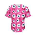 Human Eyeball Pattern Print Men's Baseball Jersey