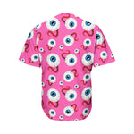 Human Eyeball Pattern Print Men's Baseball Jersey