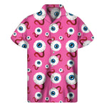 Human Eyeball Pattern Print Men's Short Sleeve Shirt