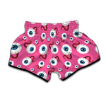 Human Eyeball Pattern Print Muay Thai Boxing Shorts