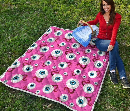 Human Eyeball Pattern Print Quilt