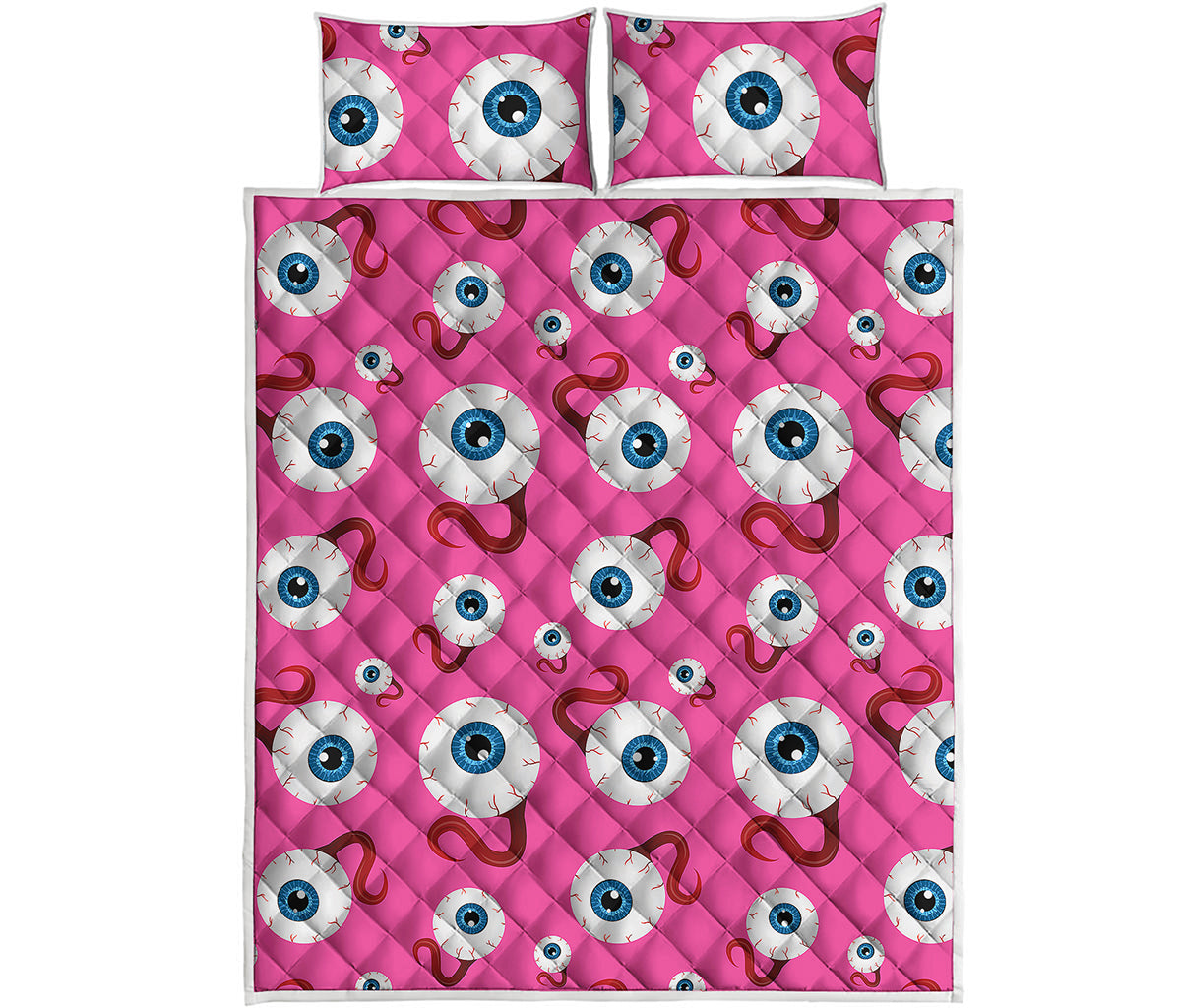 Human Eyeball Pattern Print Quilt Bed Set