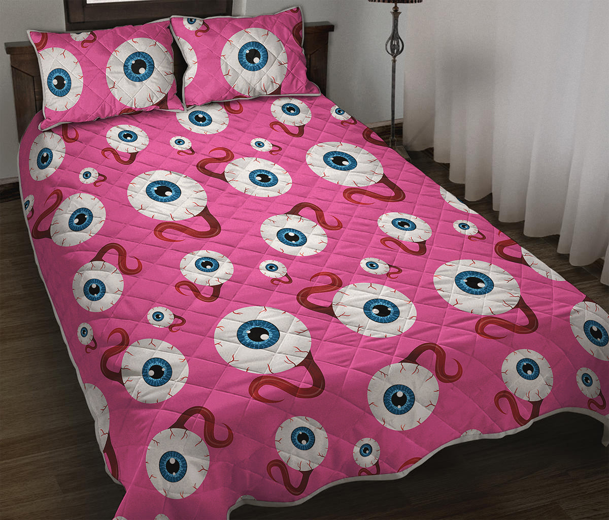 Human Eyeball Pattern Print Quilt Bed Set
