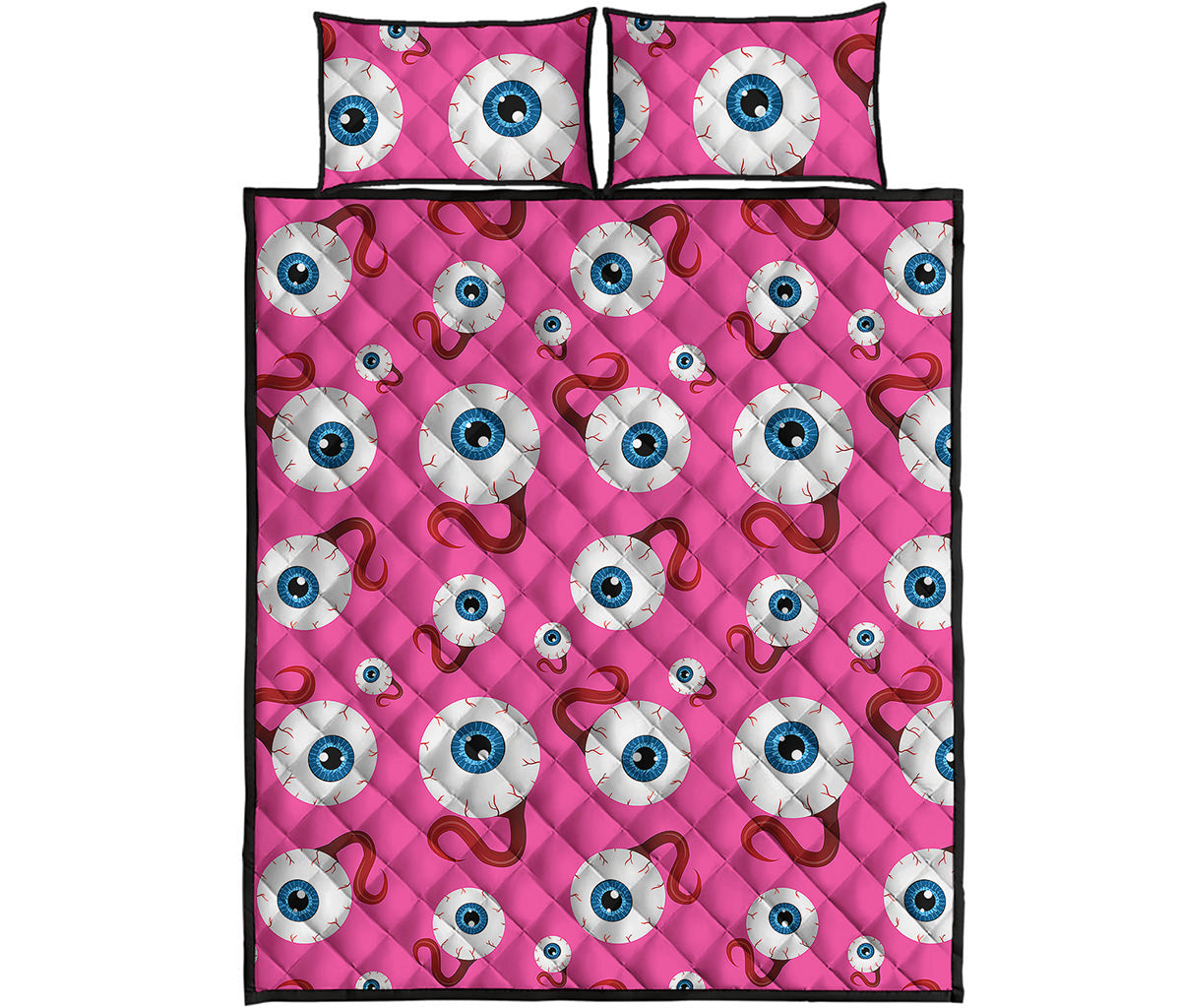 Human Eyeball Pattern Print Quilt Bed Set