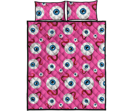 Human Eyeball Pattern Print Quilt Bed Set