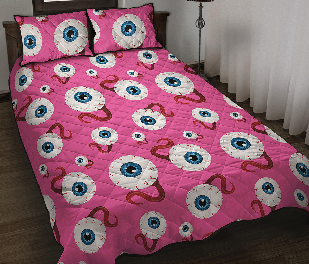 Human Eyeball Pattern Print Quilt Bed Set