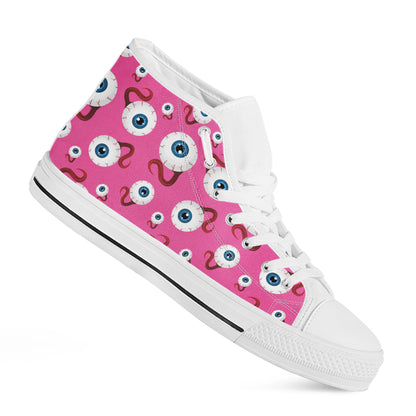 Human Eyeball Pattern Print White High Top Shoes
