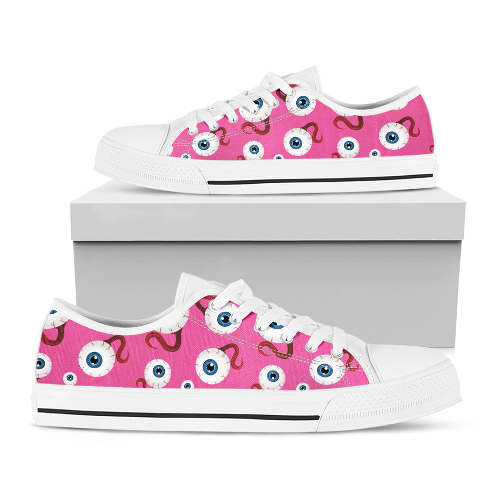Human Eyeball Pattern Print White Low Top Shoes