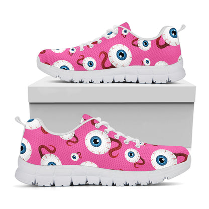 Human Eyeball Pattern Print White Sneakers